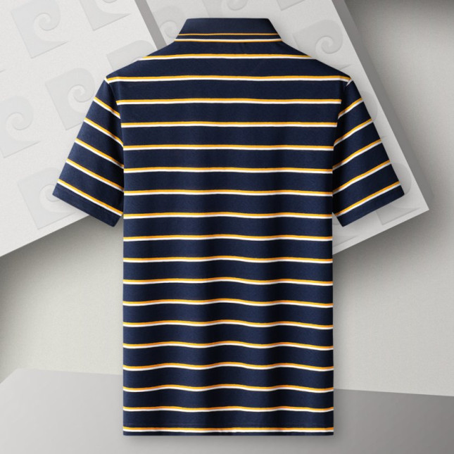 Pierre Cardin Men's Yellow Striped Cotton-Poly Stretch Polo P73113071A30
